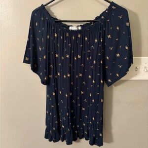 Navy Floral Women's Top